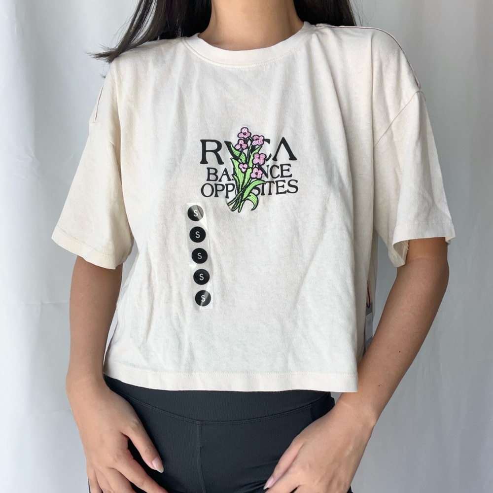 RVCA Boyfriend Knit Crop Tee in Beige